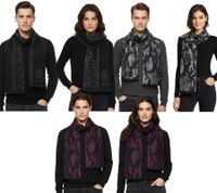 Elegante sciarpa Roberto Cavalli da uomo e da donna, realizzata in pura lana, disponibile nei colori nero/grigio, nero/rosso o grigio/nero