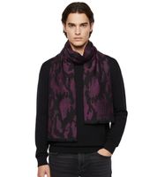 Elegante sciarpa Roberto Cavalli da uomo e da donna, realizzata in pura lana, disponibile nei colori nero/grigio, nero/rosso o grigio/nero