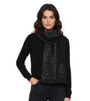 Elegante sciarpa Roberto Cavalli da uomo e da donna, realizzata in pura lana, disponibile nei colori nero/grigio, nero/rosso o grigio/nero