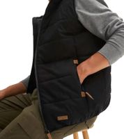 Stylish Men's Quilted Vest with Two-Way Zipper, Transitional Vest with Hood, Cotton Vest 928464 Black