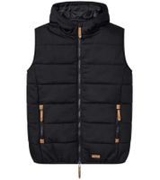 Stylish Men's Quilted Vest with Two-Way Zipper, Transitional Vest with Hood, Cotton Vest 928464 Black
