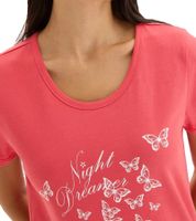 Pyjama court en coton doux pour femme, imprimé papillons, rose et blanc