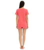 Pyjama court en coton doux pour femme, imprimé papillons, rose et blanc