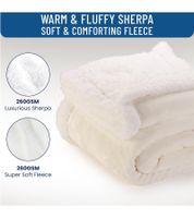 Reversible Everlasting Comfort Plush Sherpa Fleece Blanket, 127 x 165 cm, Snow White