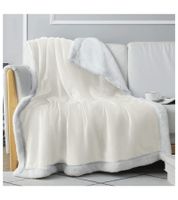 Reversible Everlasting Comfort Plush Sherpa Fleece Blanket, 127 x 165 cm, Snow White