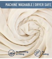 Reversible Everlasting Comfort Plush Sherpa Fleece Blanket, 127 x 165 cm, Snow White