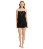 Elegante pigiama corto da donna in cotone con finiture in raso, completo da notte corto 936951 Nero