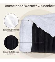 Wendbare Everlasting Comfort Plüsch-Sherpa-Fleecedecke Kuscheldecke 127 x 165 cm Schwarz