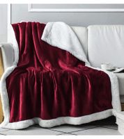 Wendbare Everlasting Comfort Plüsch-Sherpa-Fleecedecke Kuscheldecke 127 x 165 cm Weinrot