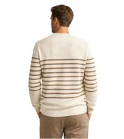 Stylischer ESPRIT Herren Pullover – Baumwoll-Strickpullover mit Streifen Rundhals-Sweater in Elfenbein/Khaki