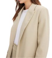 Classic linen-look blazer for women with striped lining, loose fit, 965058 Beige