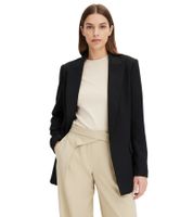 Blazer classique effet lin pour femme, doublure rayée, coupe ample, 968952 Noir