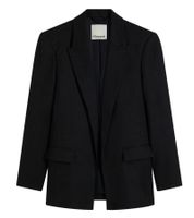 Blazer classique effet lin pour femme, doublure rayée, coupe ample, 968952 Noir