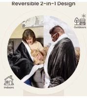 Wendbare Everlasting Comfort Plüsch-Sherpa-Fleecedecke Kuscheldecke 127 x 165 cm Blau, Schwarz, Weinrot und Schnee-Weiß