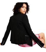 asymmetrische Damen Shirt-Jacke im Biker-Style mit Reißverschluss Strick-Jacke 950216 Schwarz