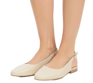 Escarpins slingback intemporels pour femme, ballerines élégantes en cuir véritable beige clair 930746