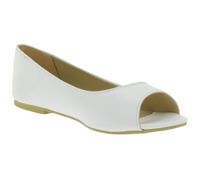 Ballerines intemporelles pour femme en similicuir, bout ouvert, blanches, réf. 936522