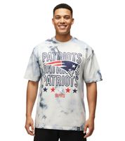 RE:COVERED X NFL New England Patriots Men's T-Shirt, Cotton Shirt in Ecru White or Tie-Dye Blue