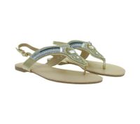 verspielte Damen Zehensteg-Sandale im Boho-Style Sommer-Schuhe Zehentrenner 933399 Mint/Bunt