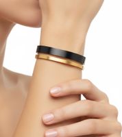 Calvin Klein Women's Two-Tone Bangle Set, Stainless Steel Bracelet, Jewelry KJ06BD2001 in Black/Gold, Silver/Rose Gold, Silver/Gold, or Dark Gray/Gold