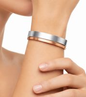 Calvin Klein Women's Two-Tone Bangle Set, Stainless Steel Bracelet, Jewelry KJ06BD2001 in Black/Gold, Silver/Rose Gold, Silver/Gold, or Dark Gray/Gold