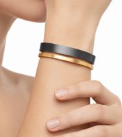 Calvin Klein Women's Two-Tone Bangle Set, Stainless Steel Bracelet, Jewelry KJ06BD2001 in Black/Gold, Silver/Rose Gold, Silver/Gold, or Dark Gray/Gold