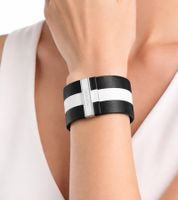 Trendy Calvin Klein women's genuine leather bracelet with a wide contrast stripe. Bracelet size XS (15cm) KJ9K in black, navy, red, or anthracite.