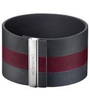 Trendy Calvin Klein women's genuine leather bracelet with a wide contrast stripe. Bracelet size XS (15cm) KJ9K in black, navy, red, or anthracite.