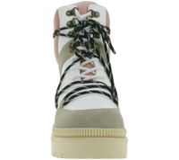 Modische Damen Stiefelette gefütterte Schnür-Boots Winter-Schuhe Desert-Boots 969448 Beige/Weiß/Rosa