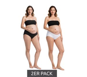 2er Pack Damen Umstands-Slip Unterwäsche aus Bio-Baumwolle Schwangerschafts-Unterhose 944207 Schwarz/Weiß