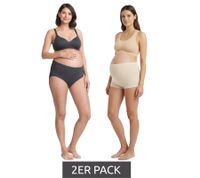2er Pack Damen Umstands-Slip Unterwäsche aus Bio-Baumwolle Schwangerschafts-Unterhose 966263 Beige/Anthrazit