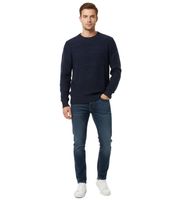 Stylischer ESPRIT Herren Strick-Pullover mit Streifen oder Wellenmuster Rundhals-Sweater Baumwoll-Pullover Dunkelblau/Weiß, Grau oder Blau