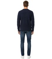 Stylischer ESPRIT Herren Strick-Pullover mit Streifen oder Wellenmuster Rundhals-Sweater Baumwoll-Pullover Dunkelblau/Weiß, Grau oder Blau