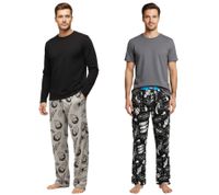 RE:COVERED Loungepants Herren Schlafanzug-Hose mit Star-Trek- oder Star-Wars Print Baumwolle Pyjama-Hose Grau oder Schwarz/Weiß