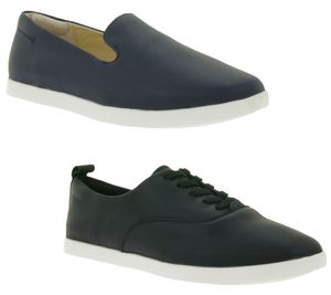 Fashionable Clarks AceLite Lo Women's Genuine Leather Shoes with Removable Insole, Slip-on or Lace-up Shoes, Black or Navy