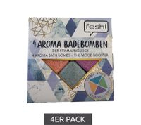 4er Pack fesh! Aroma Badebomben in vier verschiedene Farben und Duftrichtungen Bade-Zubehör Welness Blau/Lila/Orange/Gelb