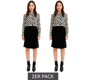 2er Sparpack Damen ausgestellter Midi-Rock stylischer Strick-Rock 970081 Schwarz 