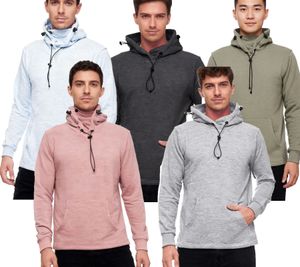 Modischer Kapuzen-Sweater für Herren mit intregrierter Mund-Nasen-Bedeckung Hoodie Pullover 19139 Dunkelgrau, Hellgrau, Blau, Khaki oder Rot