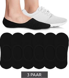 3 Pairs of eedor Women's Flat Ankle Socks, Invisible Non-Slip Cotton Socks, Sneaker Socks, Black