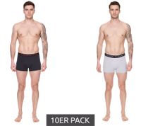 10er Sparpack Kappa Herren Boxershorts mit Marken Schriftzug und Logo Unterhose 351K1JW ADK Dunkelgrau/Hellgrau/Rot