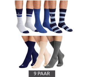 9 Pairs of SCOTCH & SODA Men's Crew Socks Amsterdam Everyday Socks One Size / 41-46 Cotton Blend in Grey/Navy/Blue or Rayon Blend in Grey/Navy/Beige
