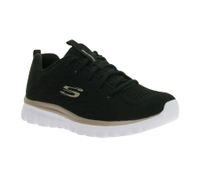 sportliche SKECHERS Graceful Damen Turn-Schuhe mit Memory Foam low Sneaker mit Logo-Patch im Metallic-Look Sport-Schuhe 12615-BKGD Schwarz/Weiß/Gold