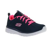sportliche SKECHERS Graceful Damen Turn-Schuhe mit Memory Foam low Sneaker mit Logo-Patch im Metallic-Look Sport-Schuhe 12615-NVHP Blau/Pink/Weiß
