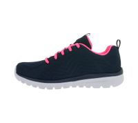 sportliche SKECHERS Graceful Damen Turn-Schuhe mit Memory Foam low Sneaker mit Logo-Patch im Metallic-Look Sport-Schuhe 12615-NVHP Blau/Pink/Weiß