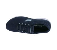 praktische SKECHERS Summits Damen Turn-Schuhe mit Memory Foam low Sneaker Slip-In Sport-Schuhe 12985-NVLB Blau/Weiß