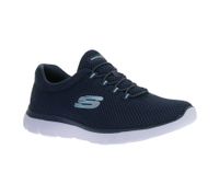 praktische SKECHERS Summits Damen Turn-Schuhe mit Memory Foam low Sneaker Slip-In Sport-Schuhe 12985-NVLB Blau/Weiß