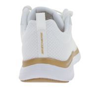 stoßdämpfende SKECHERS Flex Appeal 4.0 Damen Turn-Schuhe mit Air-Cooled Memory Foam Low Sneaker mit Logo-Patch Sport-Schuhe 149303-WTRG Weiß/Rosegold