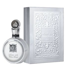 Refined Lattafa Fakhar Platinum Unisex Eau de Parfum, a sensual oriental body fragrance for women and men, 100ml, silver bottle