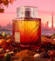 Oriental-spicy Lattafa Khamrah Dukhan unisex perfume in an elegant bottle – Eau de Parfum 100 ml Smoke Brown & Gold