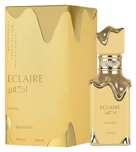 Irresistible Lattafa Eclaire Banoffi Unisex Perfume, Sweet and Warm Body Fragrance for Women and Men, 100ml Gold